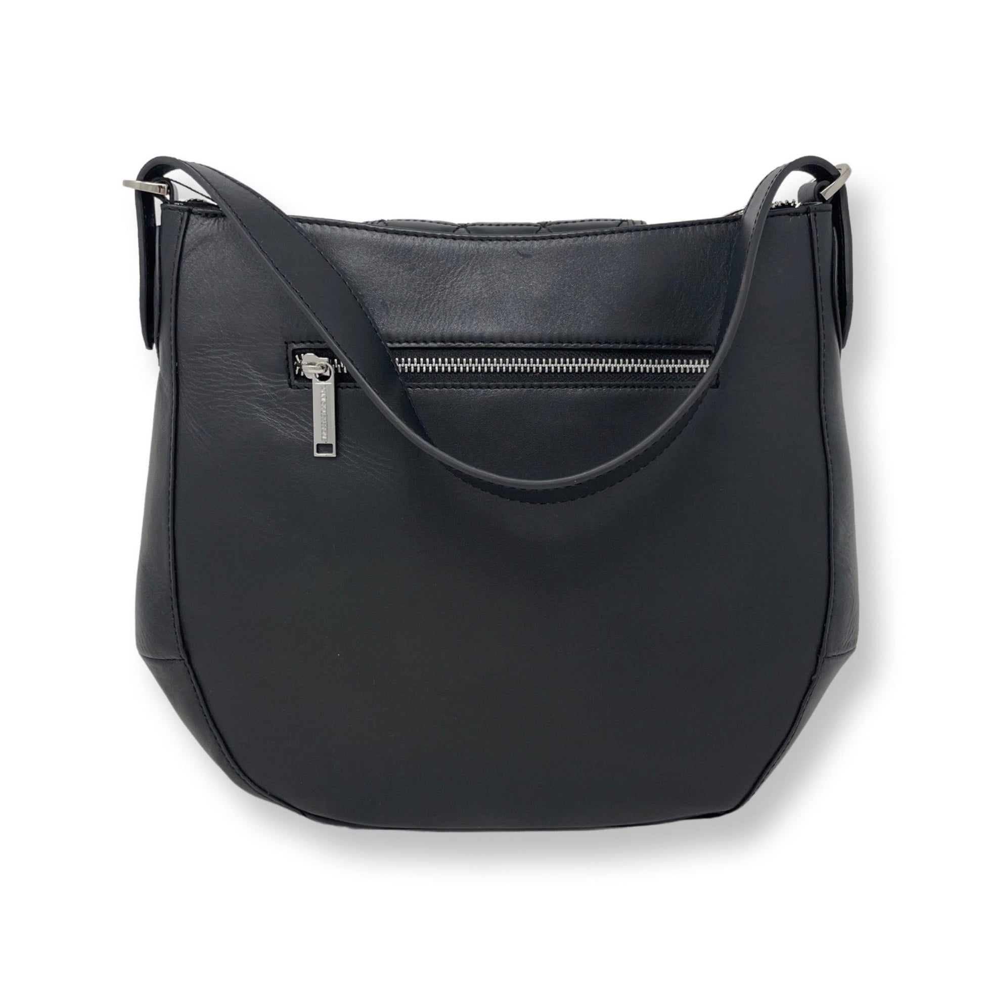 Black Leather Handbag, 2-in-1, Isabelle