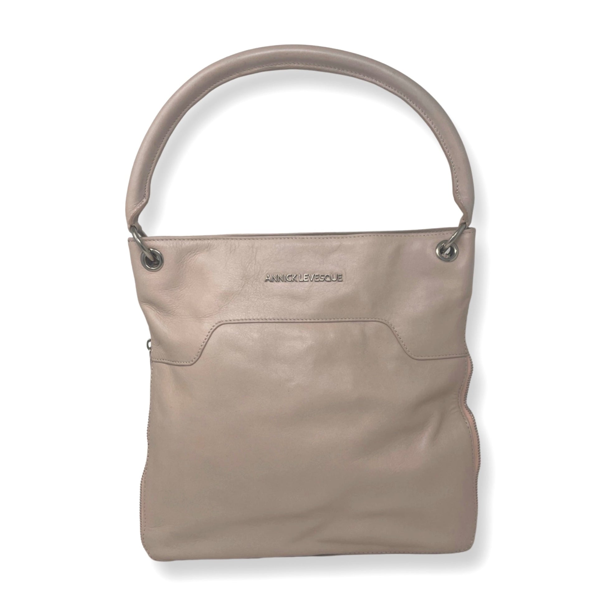 Powder Pink Leather Handbag - Amelie