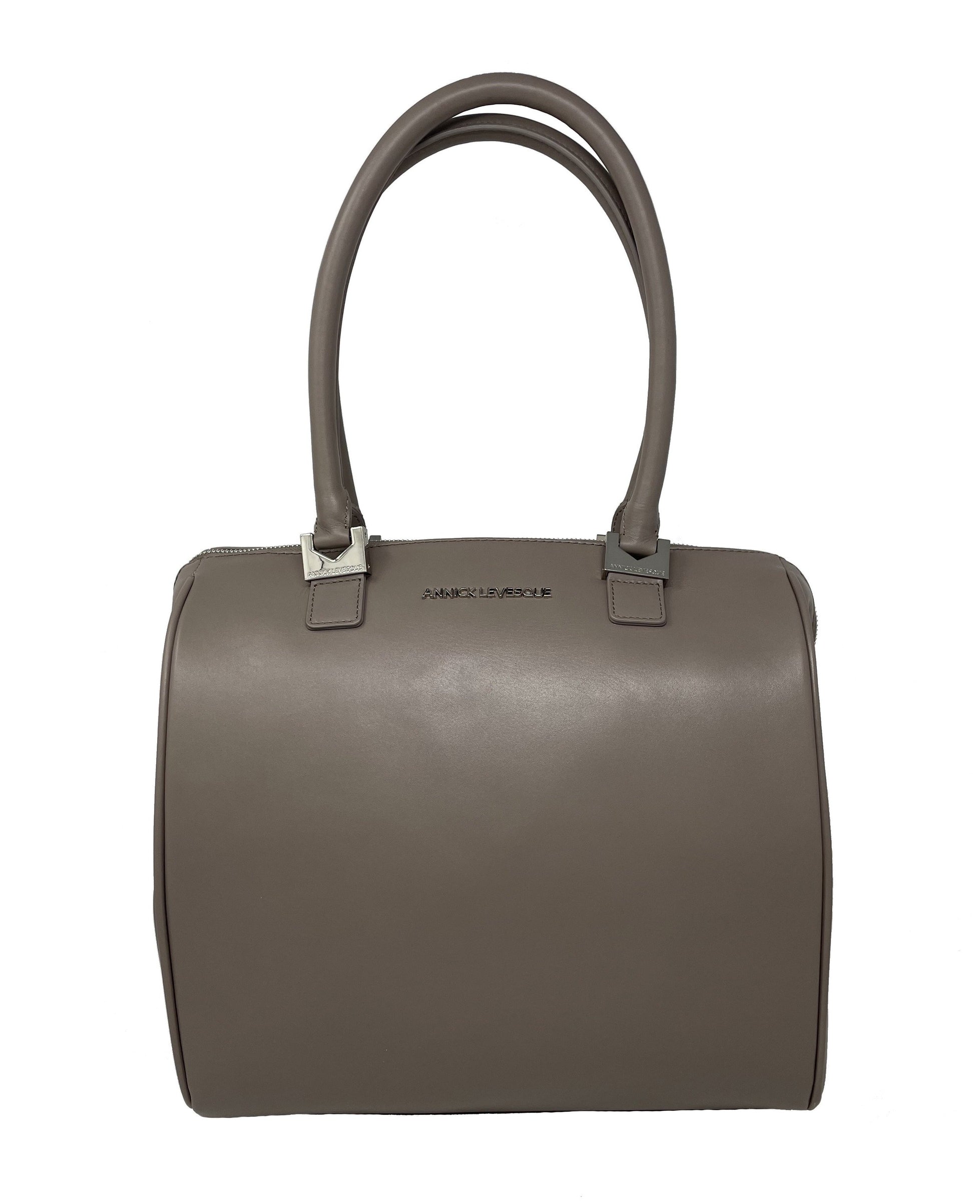 Large Taupe Leather Handbag | Mona