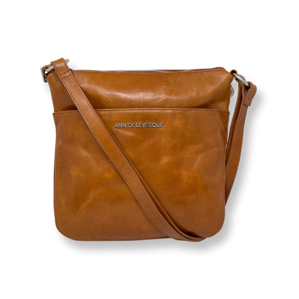 Transformable Genuine Leather Handbag in Cognac, Joséé