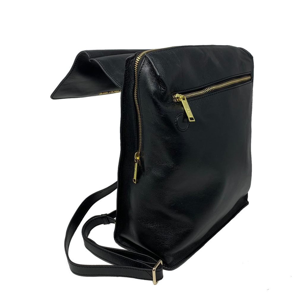 Black Genuine Leather Backpack, Antoinette