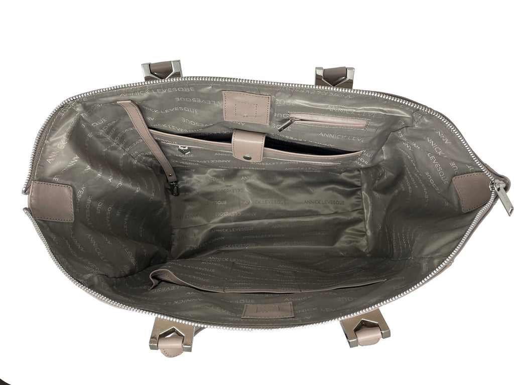 Large Taupe Leather Handbag | Mona