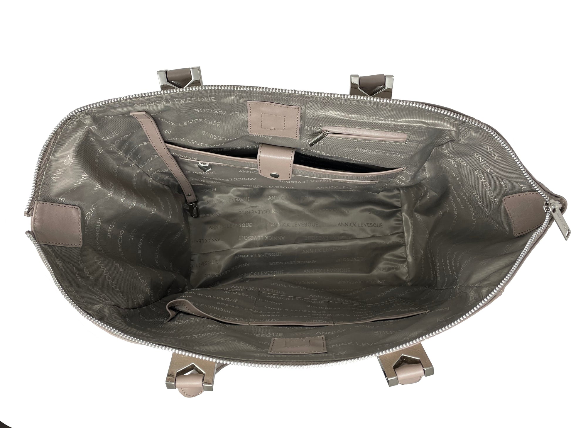 Large Taupe Leather Handbag | Mona