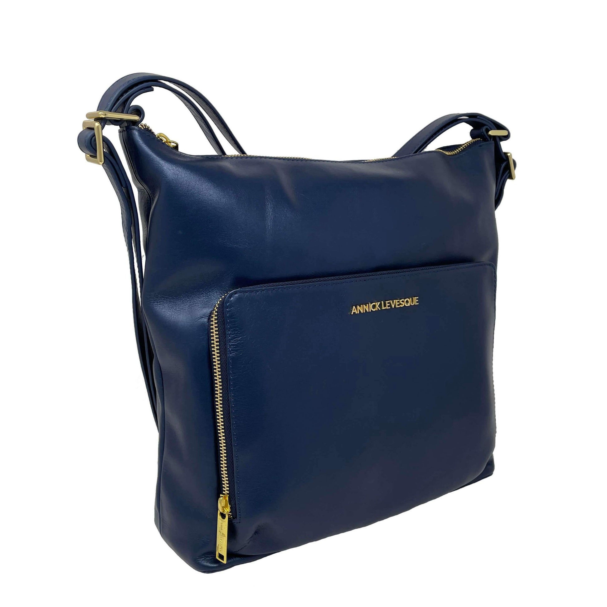 Transformable Navy Blue Leather Handbag, Alexandra