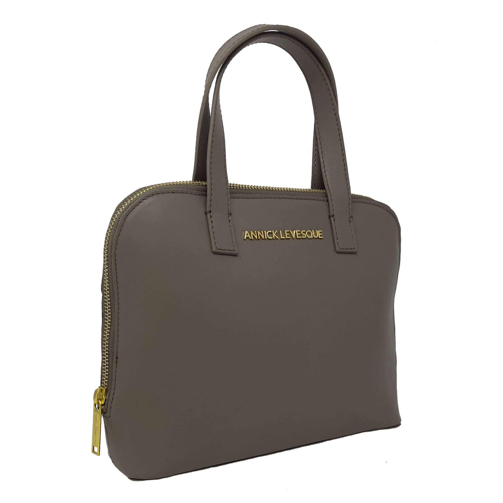 Taupe Leather Handbag | Justine