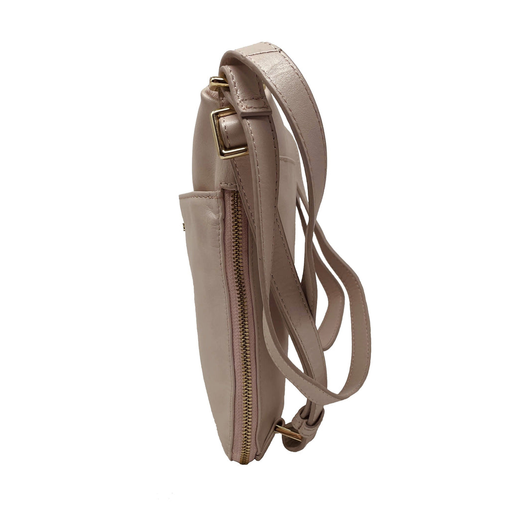 Transformable Genuine Leather Handbag Josée, Blush Pink