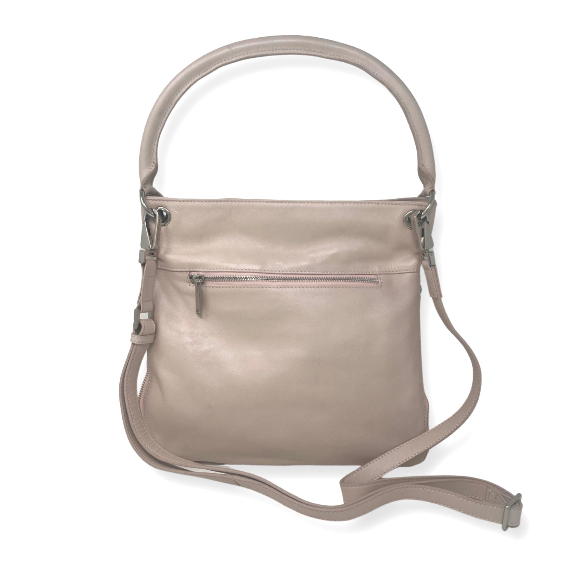 Powder Pink Leather Handbag - Amelie