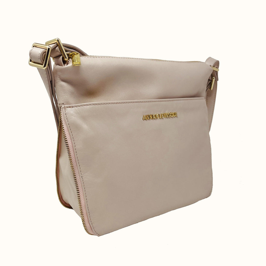 Transformable Genuine Leather Handbag Josée, Blush Pink