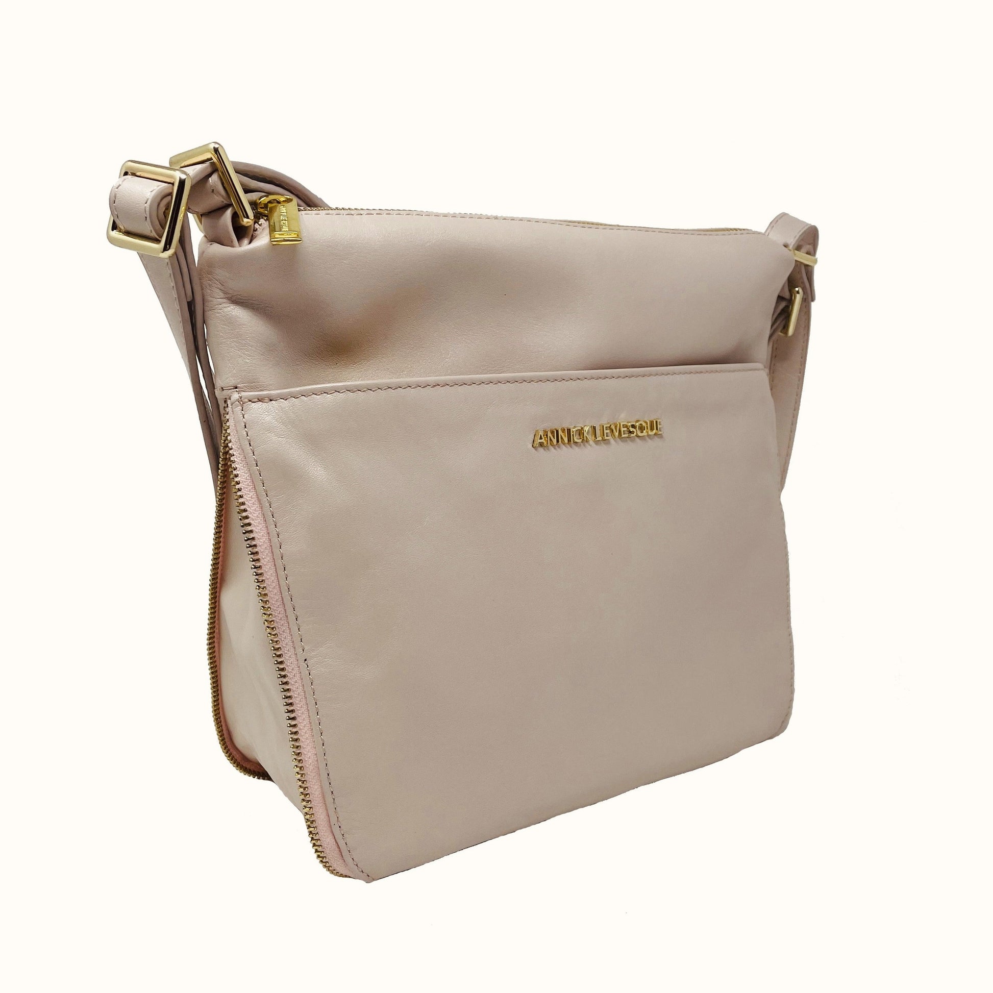 Transformable Genuine Leather Handbag Josée, Blush Pink