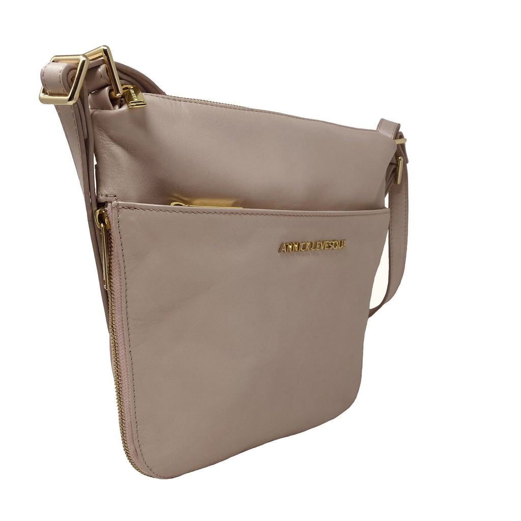 Transformable Genuine Leather Handbag Josée, Blush Pink