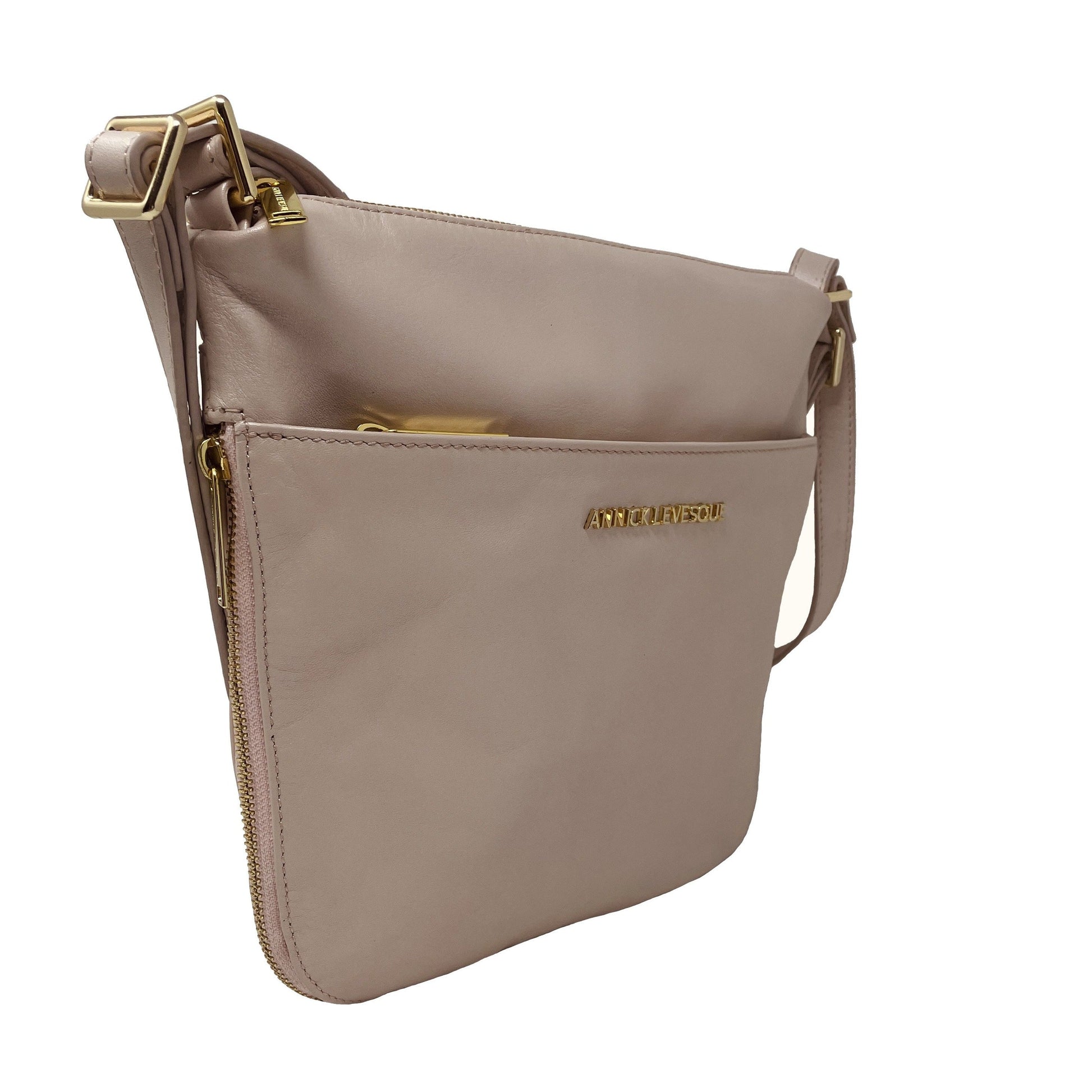 Transformable Genuine Leather Handbag Josée, Blush Pink