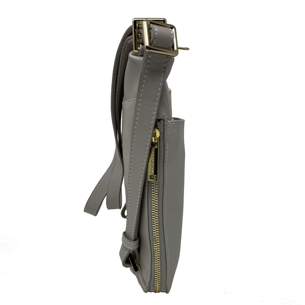 Gray Genuine Leather Transformable Handbag, Josée