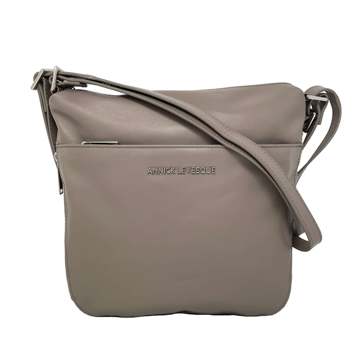 Transformable Genuine Leather Handbag in Taupe, Josée