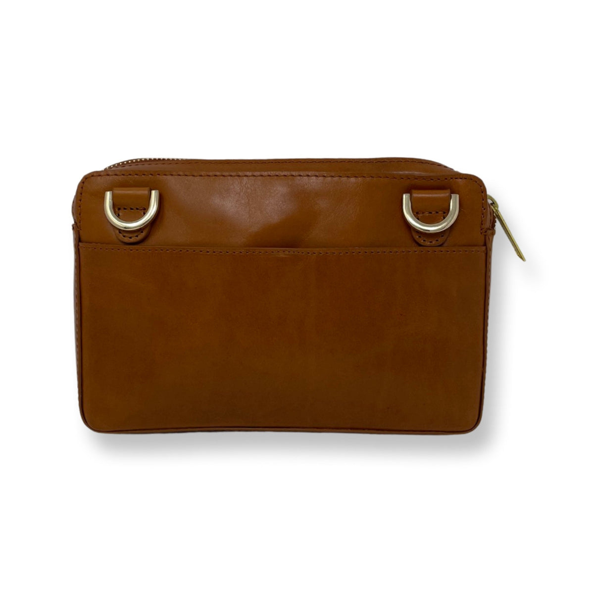 Small Cognac Leather Crossbody Bag - Annie