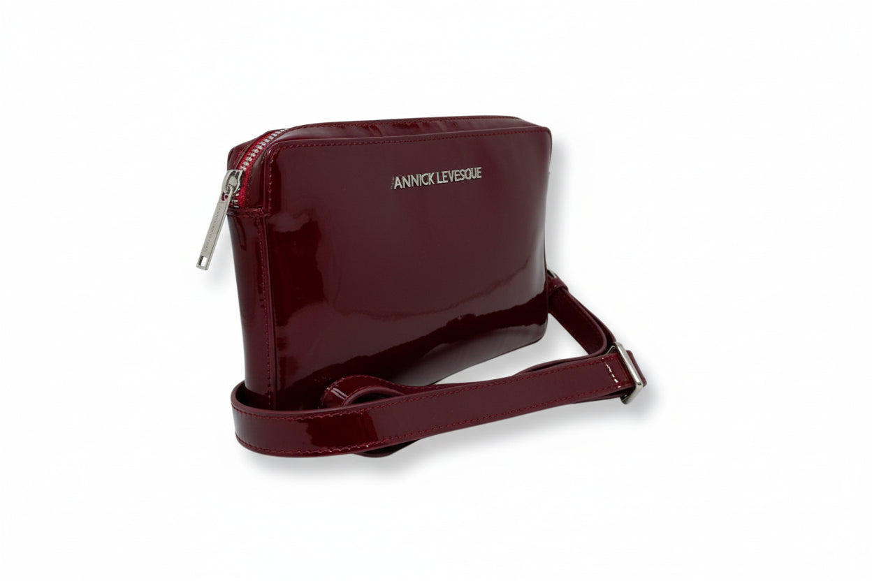 Small Leather Crossbody Bag Annie, Dark Bordeaux Soft Patina