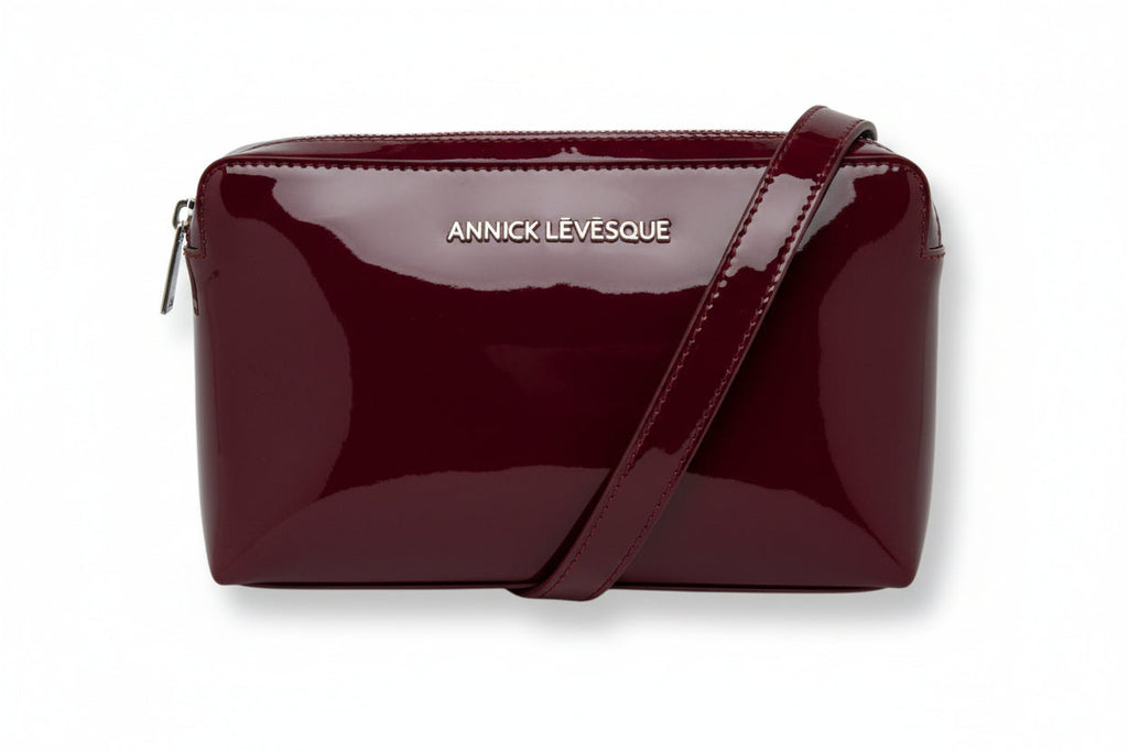 Small Leather Crossbody Bag Annie, Dark Bordeaux Soft Patina