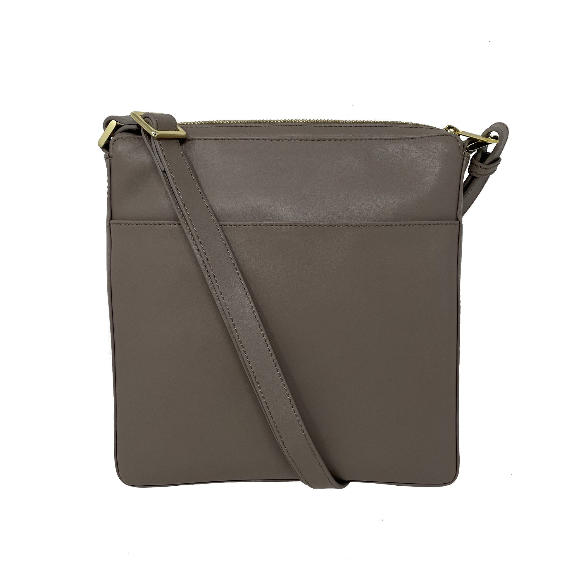 Taupe Genuine Leather Crossbody Bag | Gisèle