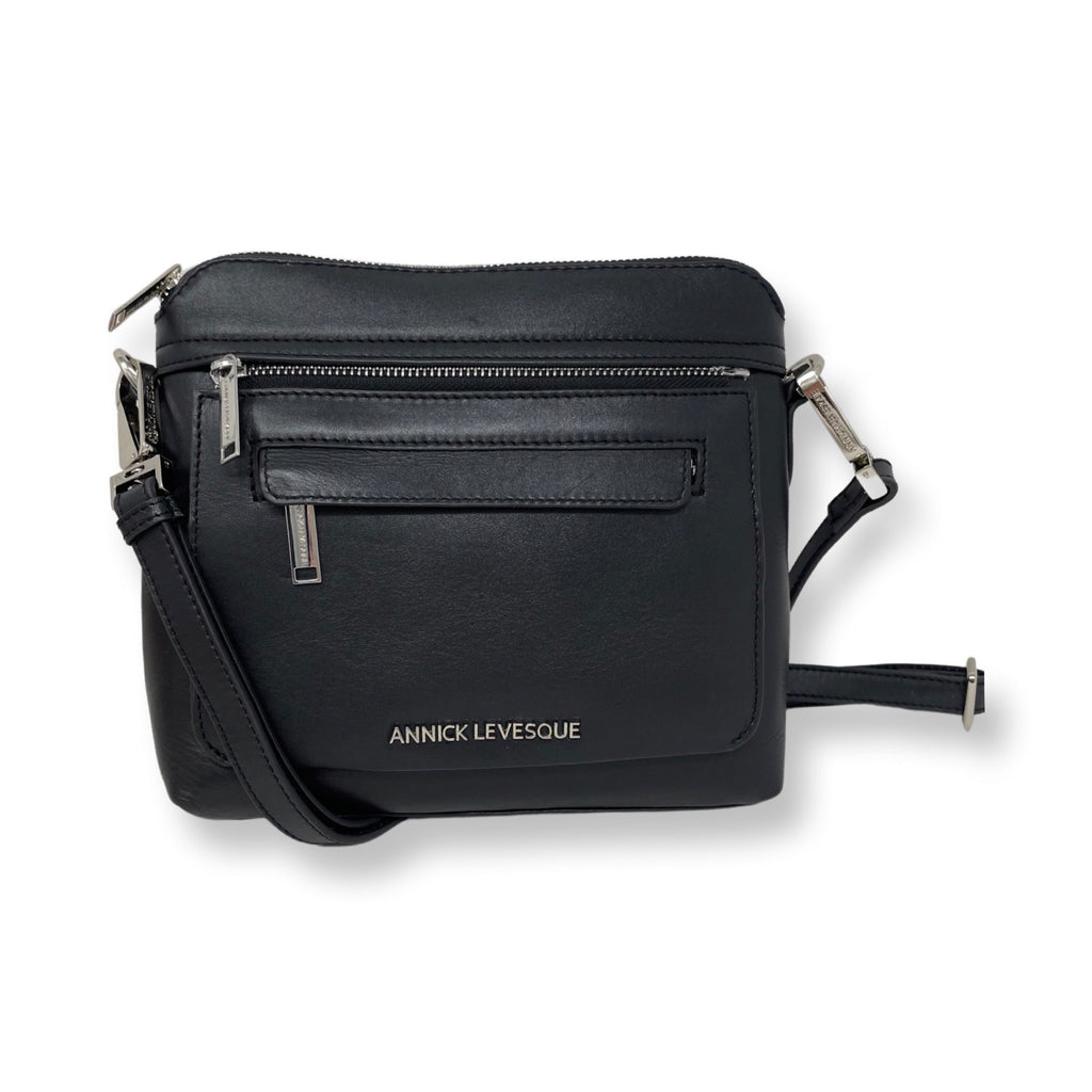 Small Black Leather Crossbody Bag - Brigitte - PREORDER