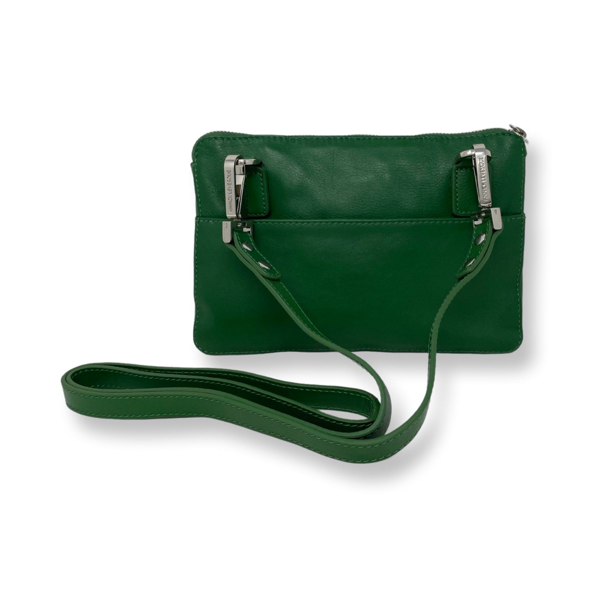 Small Green Leather Crossbody Wallet - Carmen