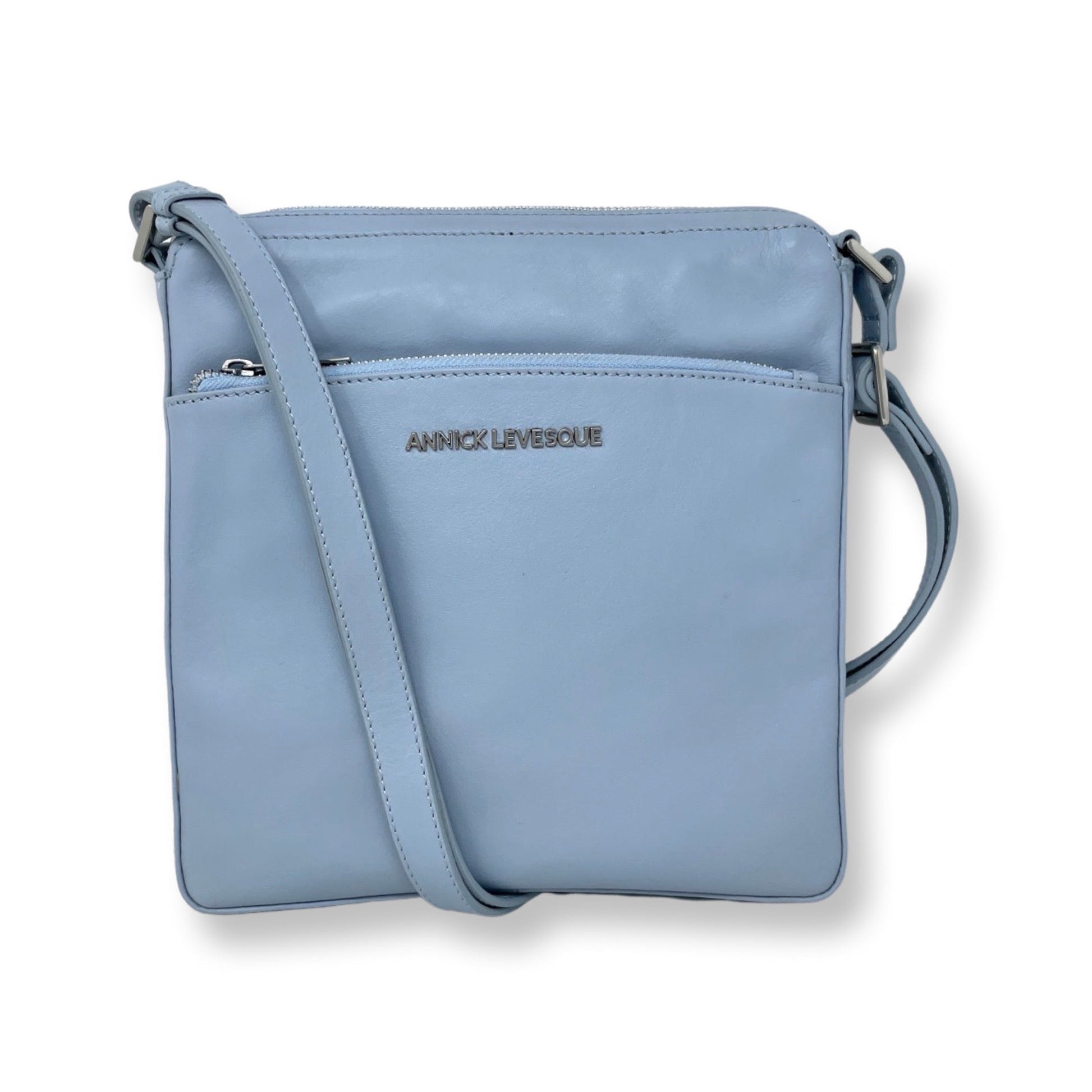 Light Blue Genuine Leather Shoulder Bag, Gisèle