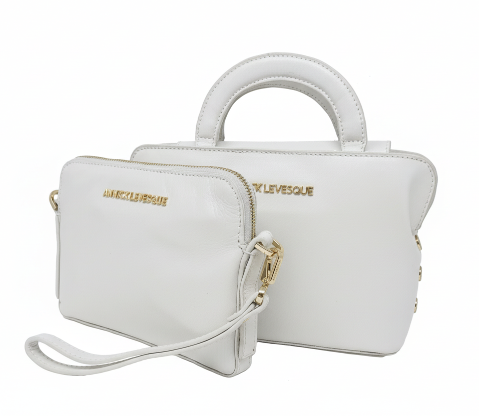 Small Two-in-One Handbag, White | Clarence