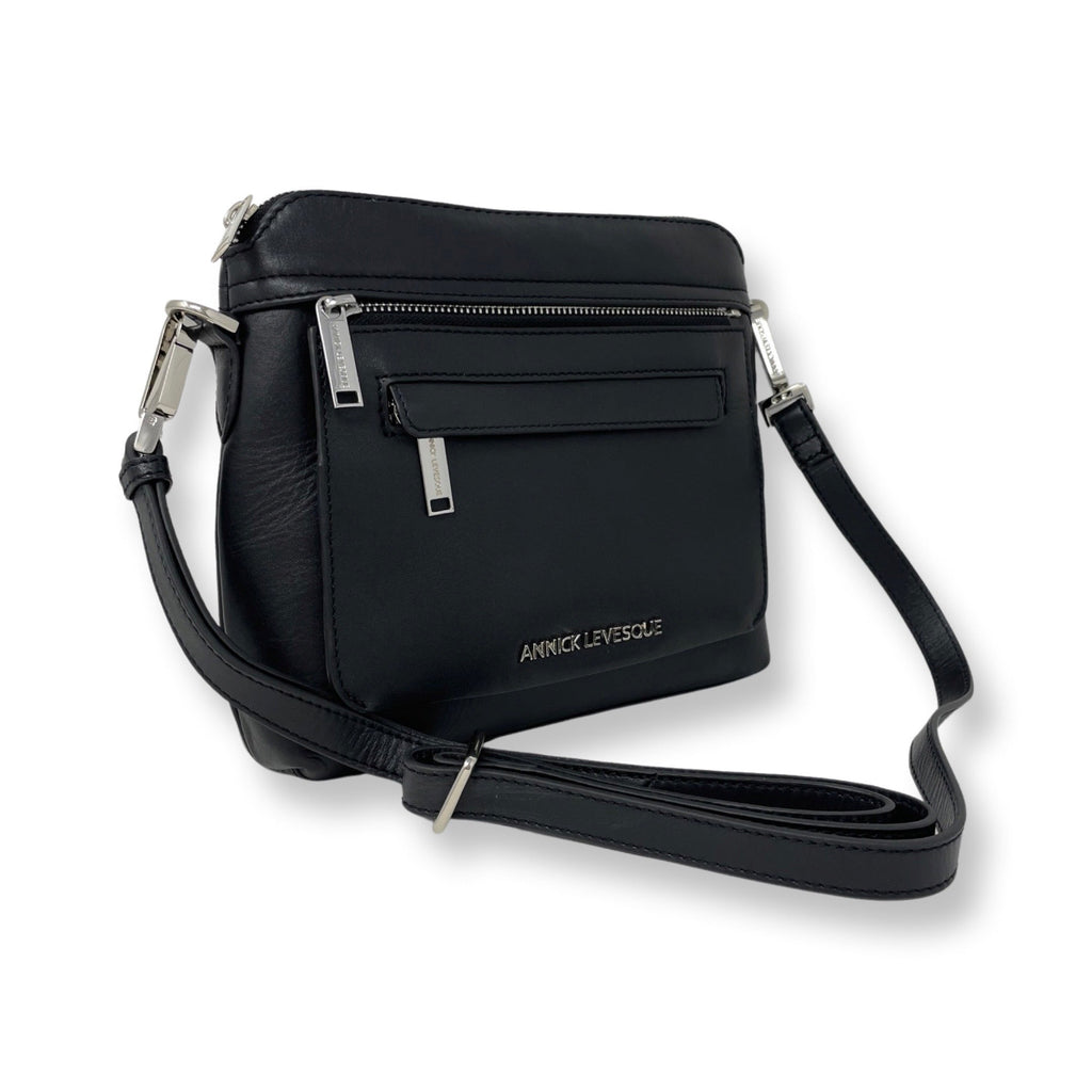 Small Black Leather Crossbody Bag - Brigitte - PREORDER