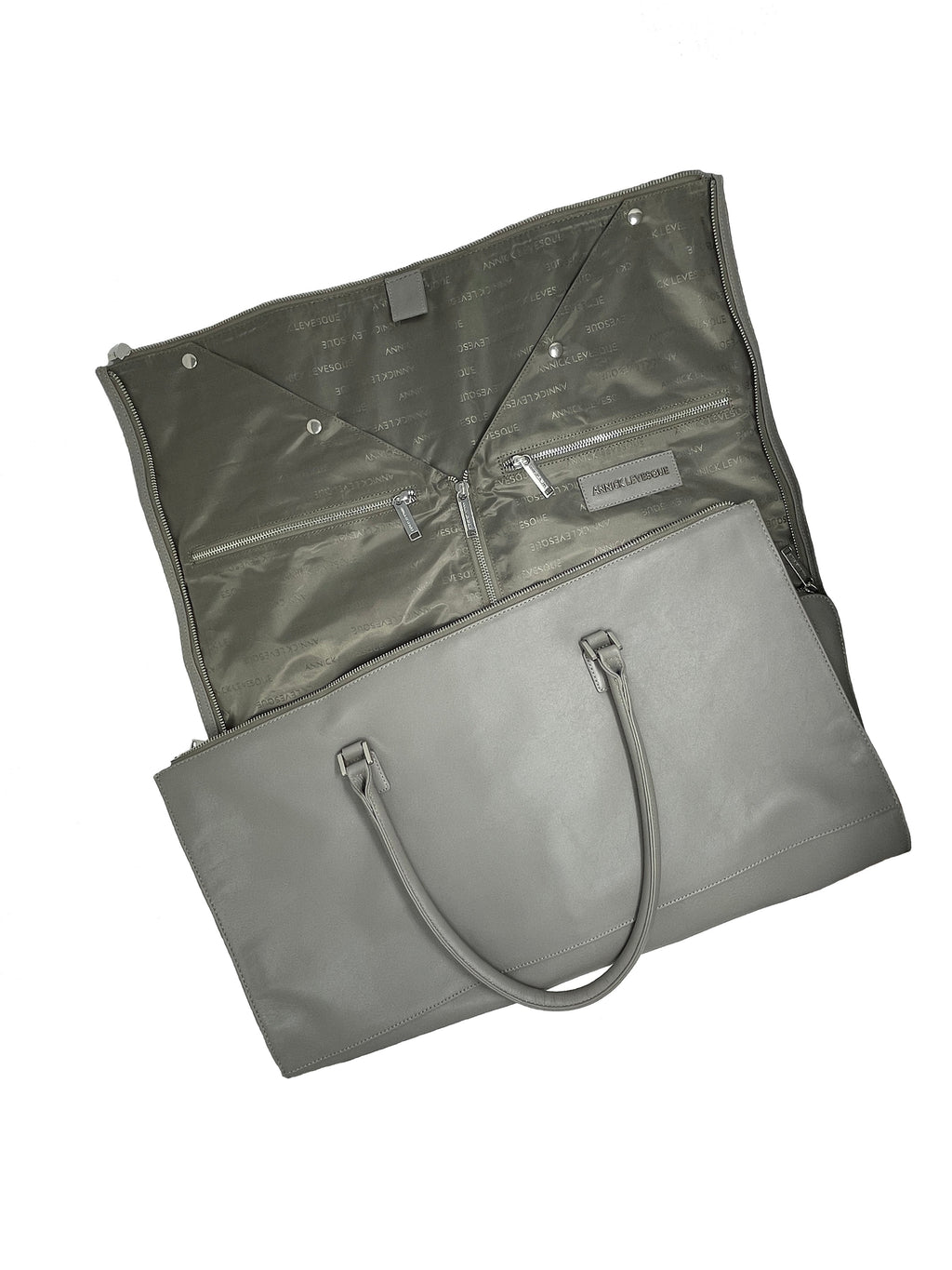 Large Travel Bag - Genuine Leather Gray, Frederick