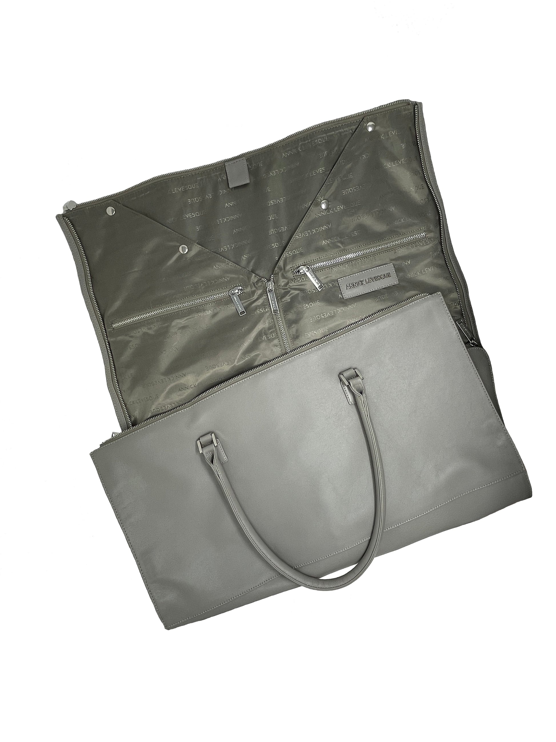 Large Travel Bag - Genuine Leather Gray, Frederick