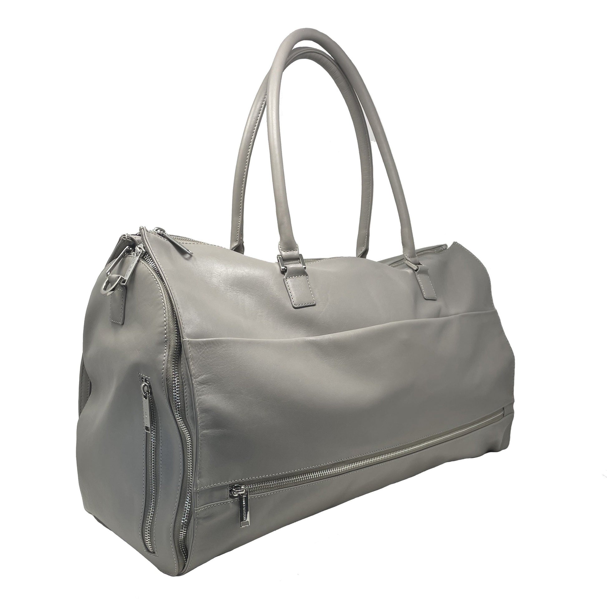 Large Travel Bag - Genuine Leather Gray, Frederick