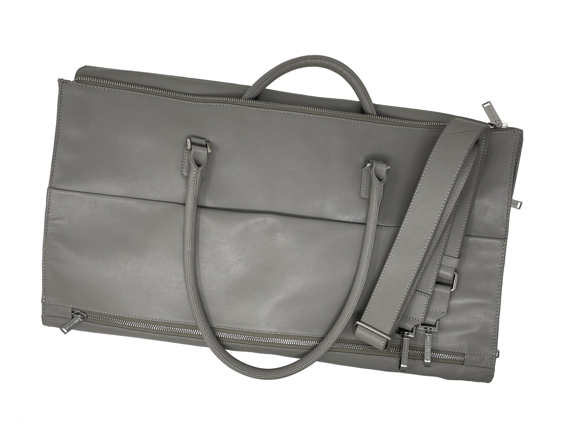 Large Travel Bag - Genuine Leather Gray, Frederick