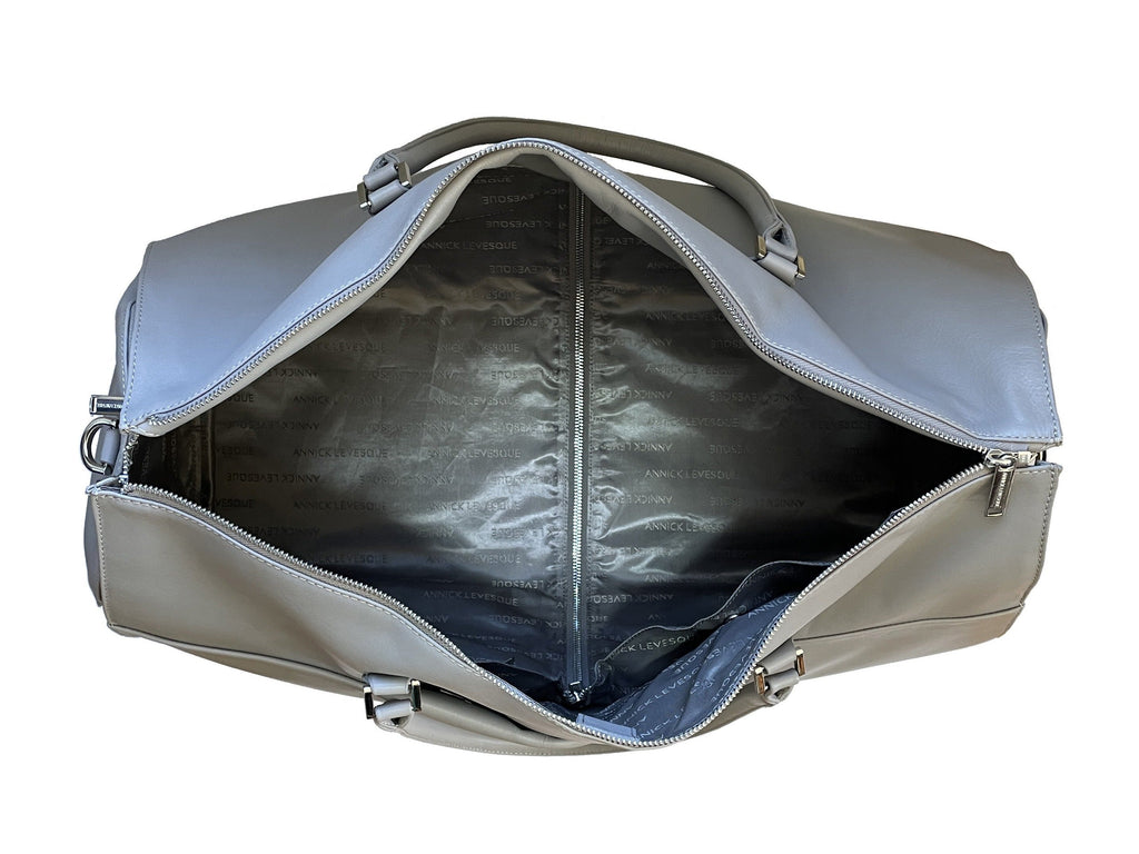 Large Travel Bag - Genuine Leather Gray, Frederick
