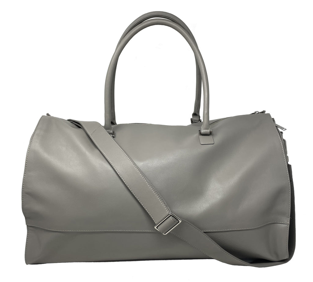 Large Travel Bag - Genuine Leather Gray, Frederick