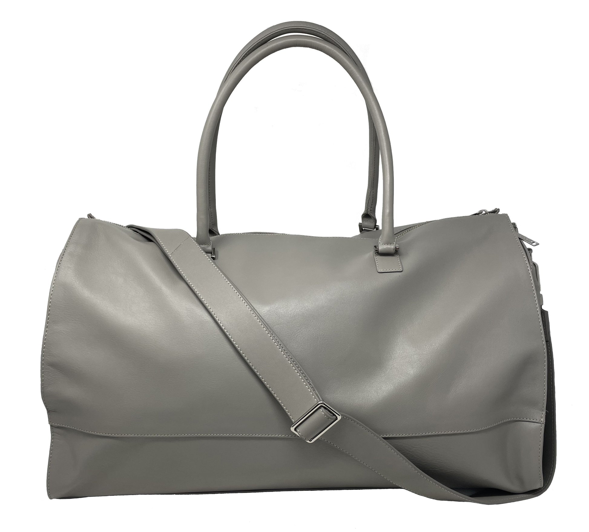 Large Travel Bag - Genuine Leather Gray, Frederick