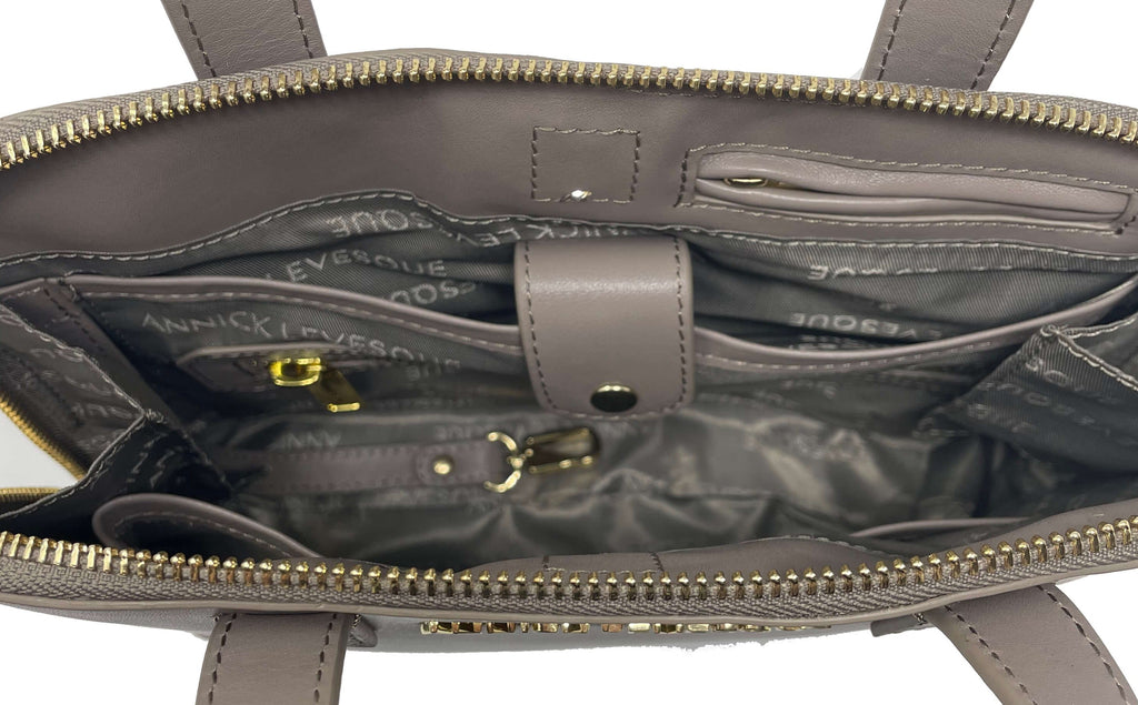 Taupe Leather Handbag | Justine