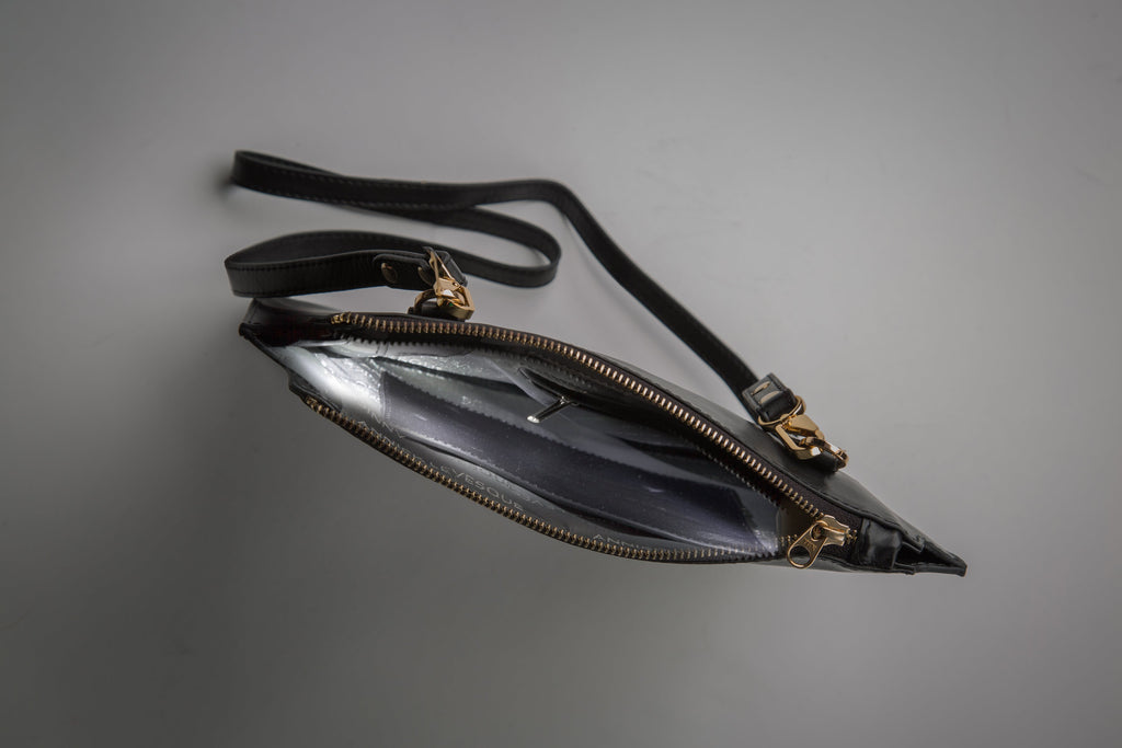 Small Genuine Leather Shoulder Bag Stella, Navy
