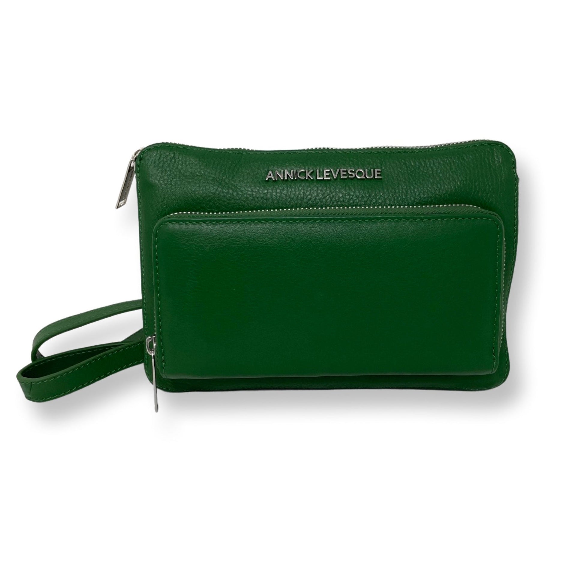 Small Green Leather Crossbody Wallet - Carmen