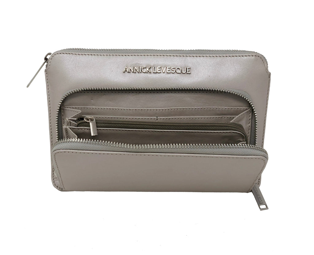 Small Pearl Leather Crossbody Wallet, Carmen
