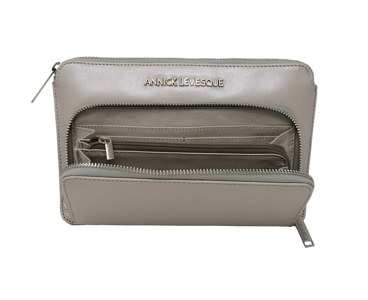 Small Pearl Leather Crossbody Wallet, Carmen