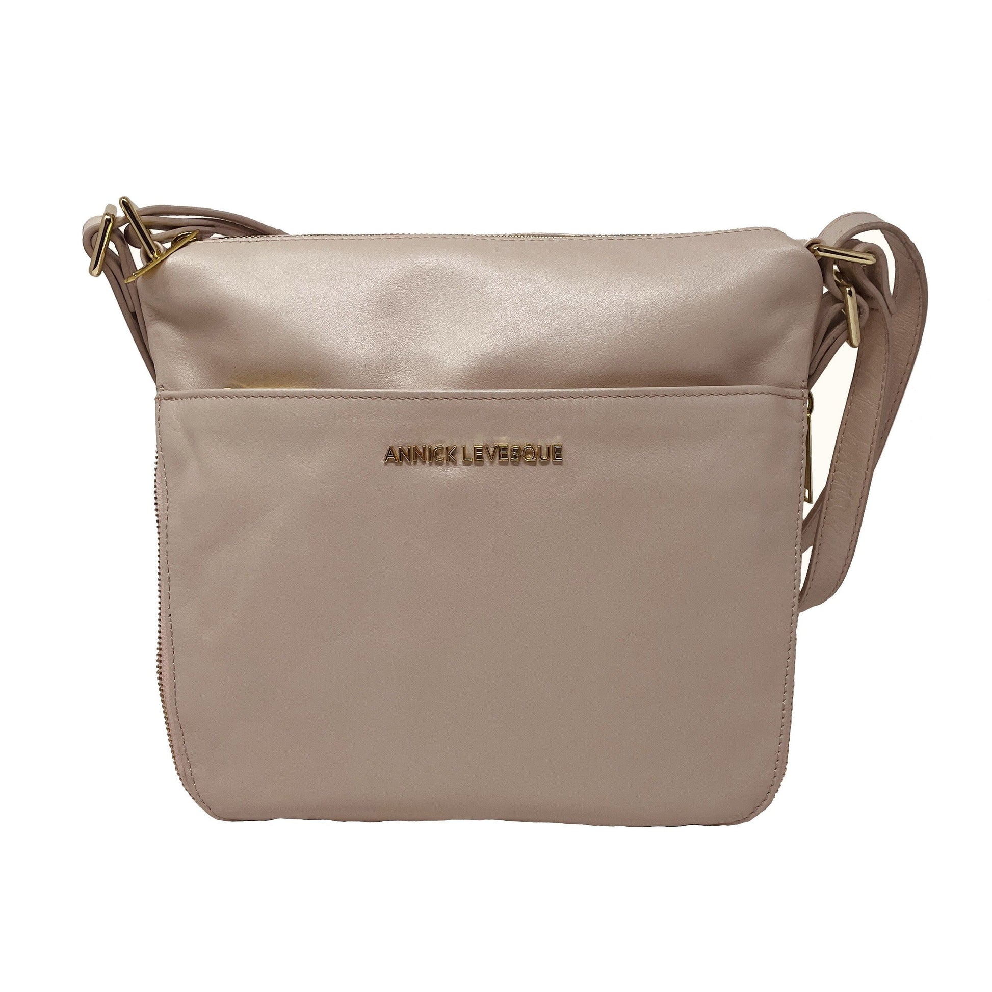 Transformable Genuine Leather Handbag Josée, Blush Pink