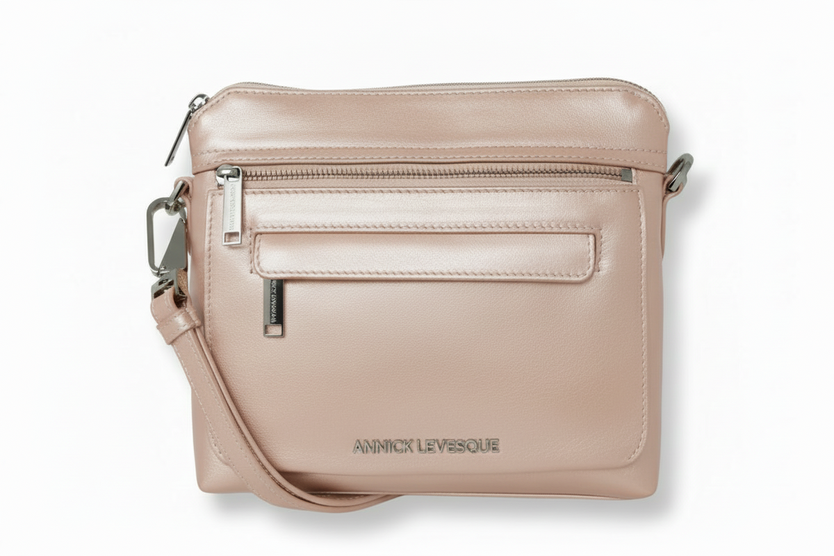 Small Champagne Leather Shoulder Bag, Brigitte