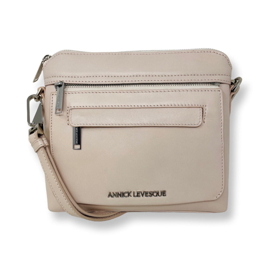 Small Powder Pink Leather Crossbody Bag, Brigitte