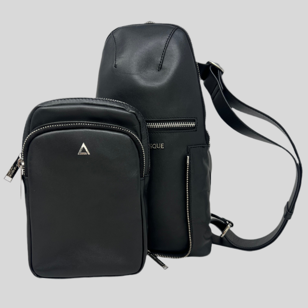 Unisex 3-in-1 Shoulder Bag with RFID Card Section, Black Gabriel