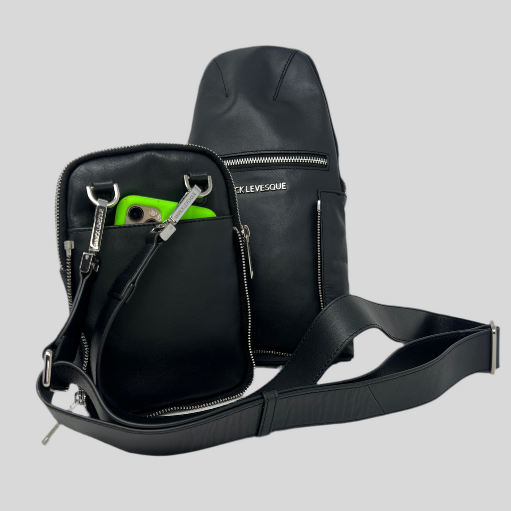 Unisex 3-in-1 Shoulder Bag with RFID Card Section, Black Gabriel