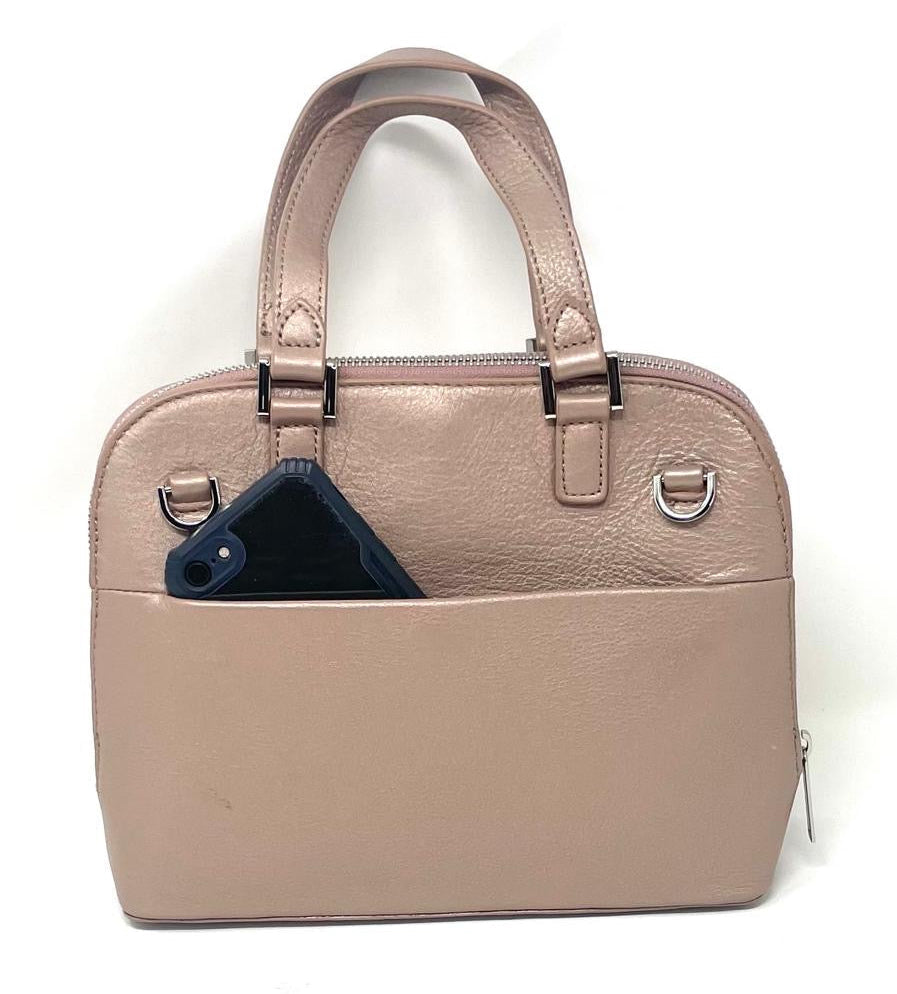 Platinum Pink Leather Handbag | Justine
