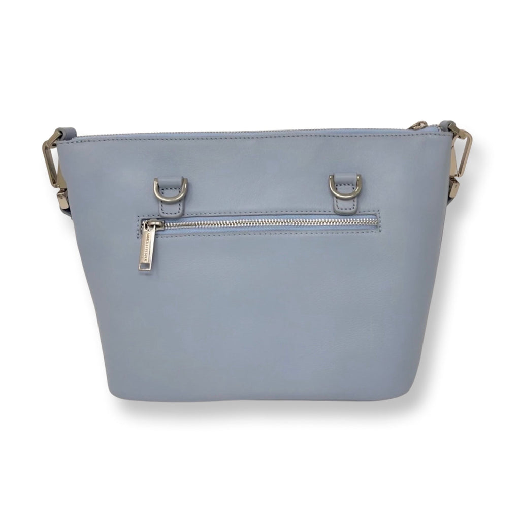 Powder Blue Leather Handbag, 2-in-1 | Lina