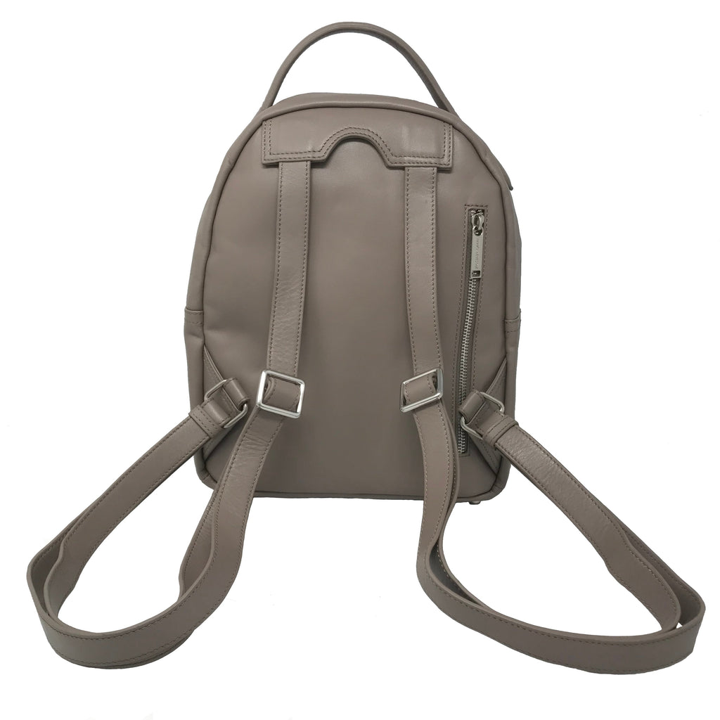 Taupe Leather Backpack - Eve