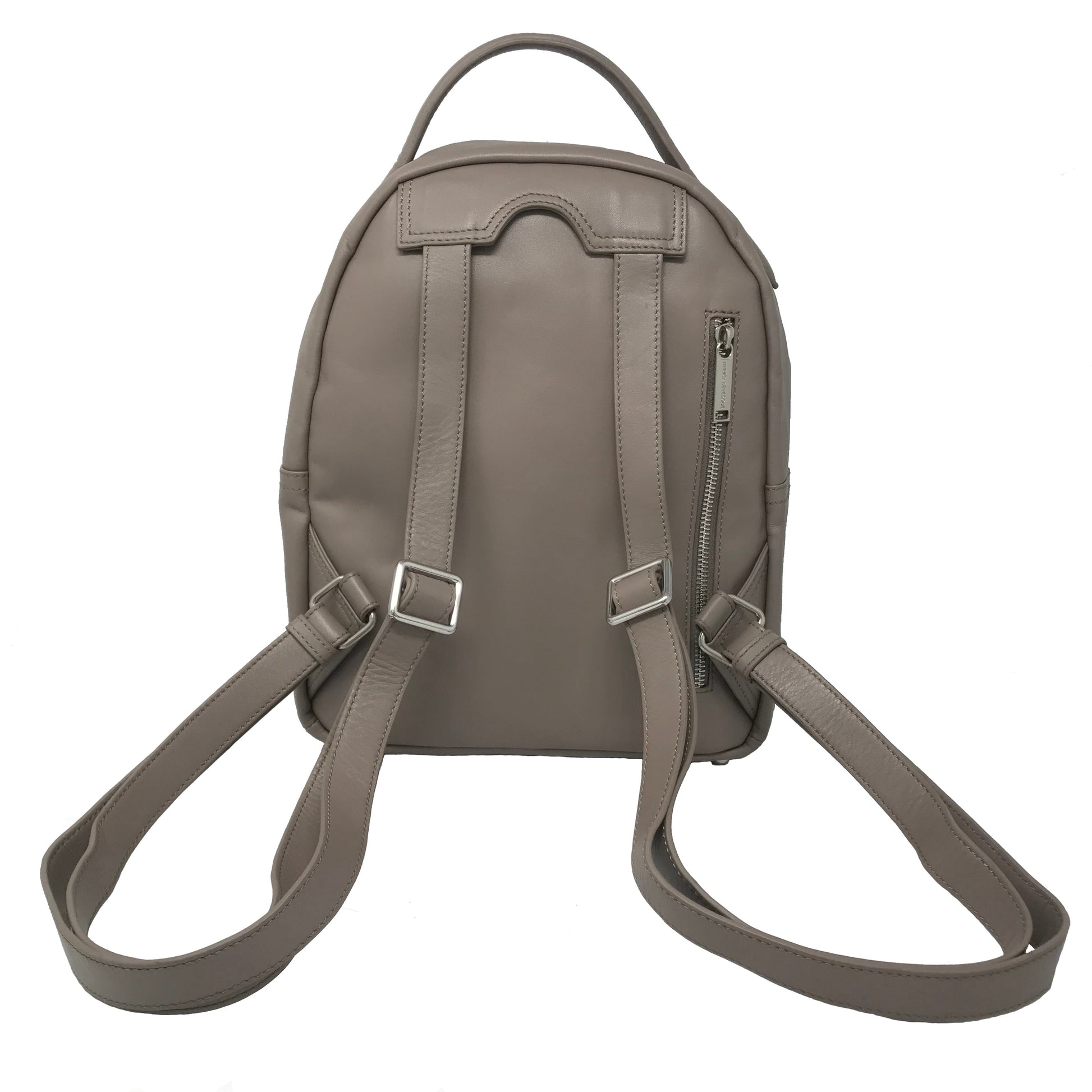 Taupe Leather Backpack - Eve