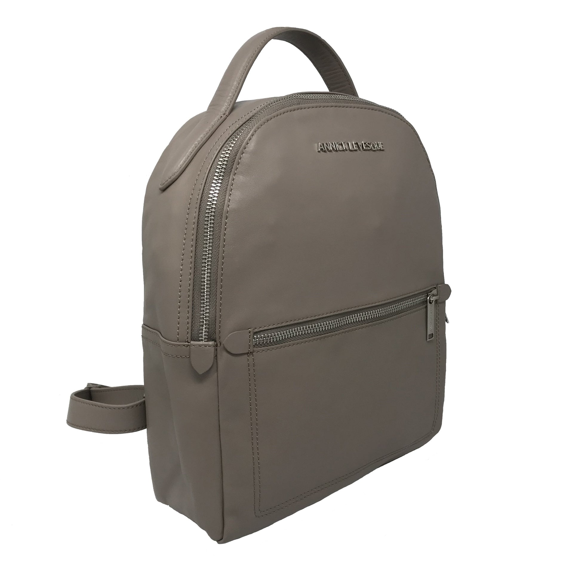 Taupe Leather Backpack - Eve