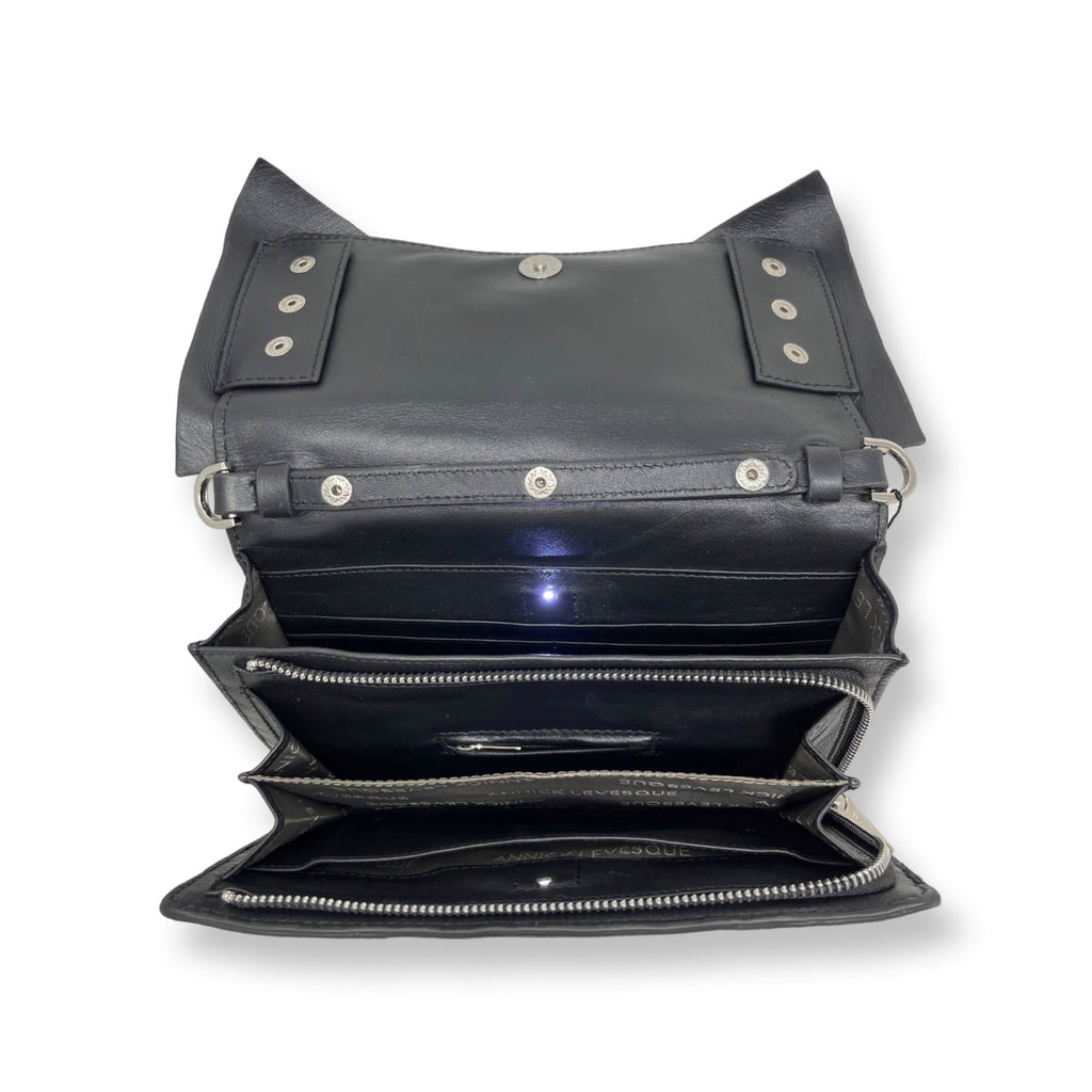 Black Genuine Leather Handbag with Bow | Scarlett - PREORDER