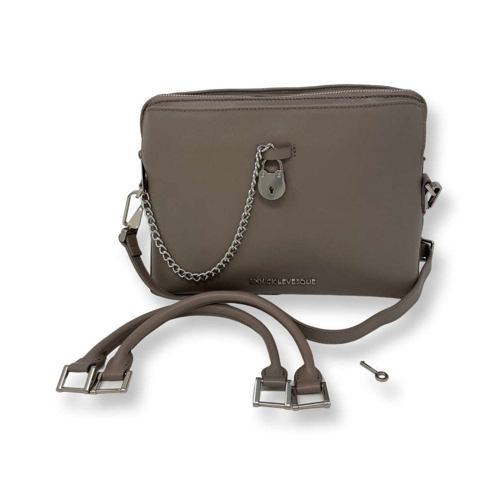 Taupe Leather Handbag | Miranda